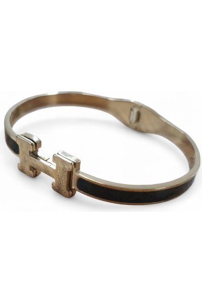 STEELNSTYLE Stainless Steel Gold Color Detailed Hrms Model Bracelet, Hrms Model Steel Clasp, Gold Detailed Hrms Model Clasp Bracelet