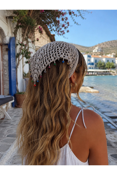 Genel Markalar El Örgüsü Pullu Yazlık Bandana – Bohem Tarz Üçgen Saç Bandı – ...