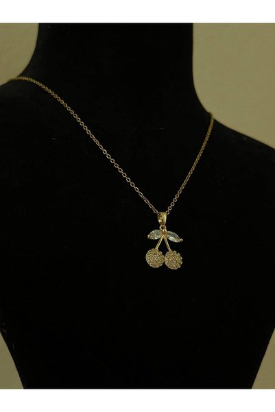 ROYAL SPARK Elegant Gold Color Necklace with Cherry Design Stones