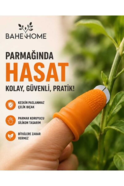 bahe home Silikon Baş Parmak Hasat Bıçağı 6'lı Set Paslanmaz Çelik Bahçe Meyv...
