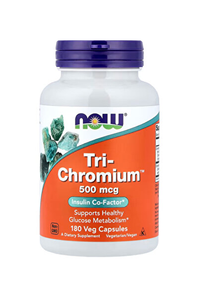 Now Foods Supplements, Tri-Chromium 500 mcg with Cinnamon, Co-Factor 180 Veg ...