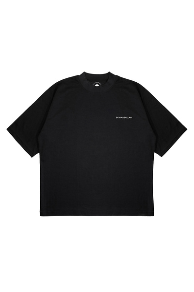 Compostela Unisex Women's Men's Say Masallah Written Logo Front Printed Oversize Thick Fabric Relaxed Cut Cotton T-Shirt