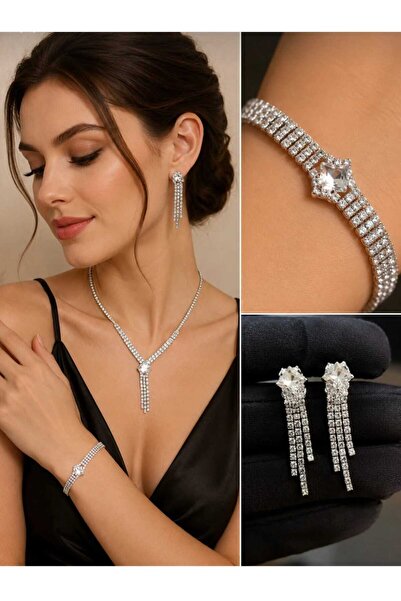 ALCONDZEND Zircon Stone Luxury Women's Waterway Jewelry Set & Necklace Earrin...