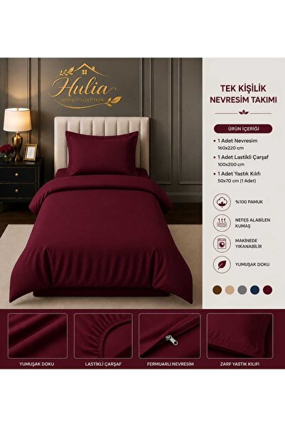 hulia home Elastic Sheet Duvet Cover Set Single Size Cotton Soft Textured Com...