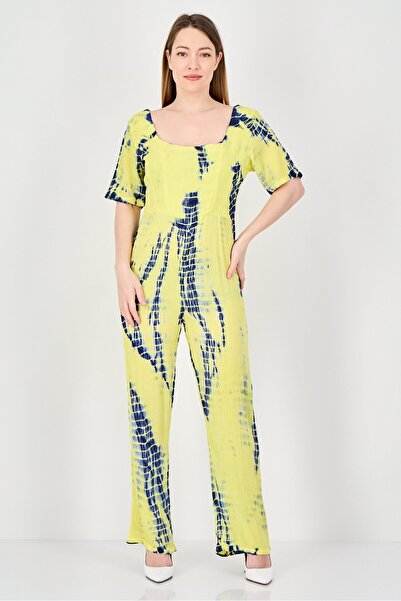 Epiphany Women Tie Dye Short Sleeve Jumpsuit, Multicolor