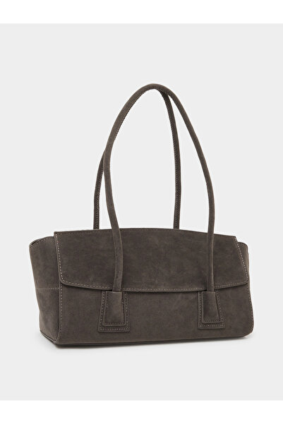 Styli Grey Flap Over Elongated Shoulder Bag