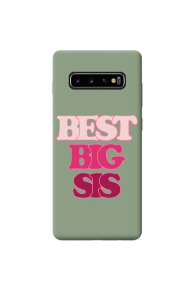 Other Samsung S10 Best Big Sis Light Green Colored Silicone TPU Θήκη