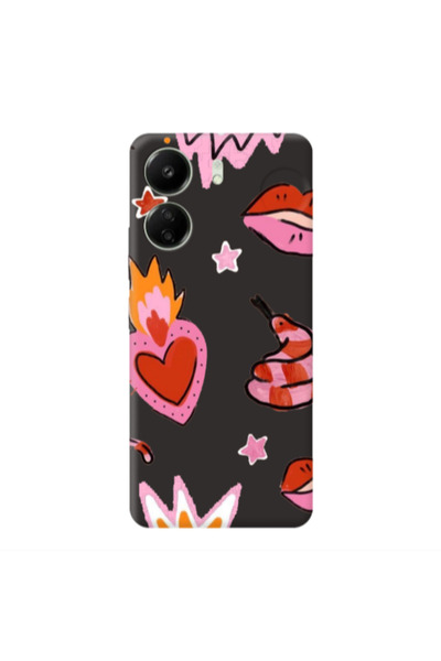 Other Xiaomi Redmi 13C Snake heart Black Colored Silicone TPU Θήκη