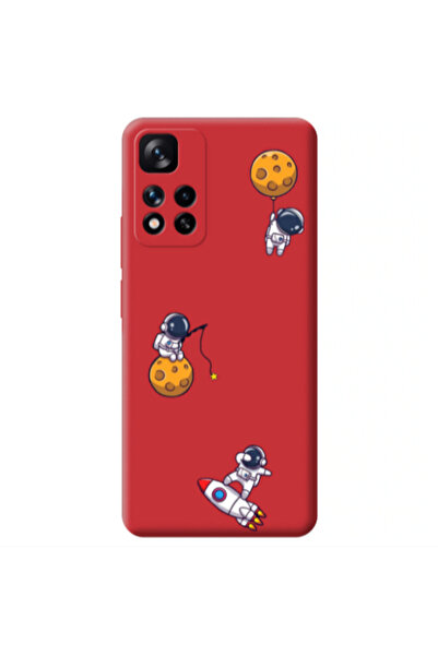 Other Xiaomi Redmi Note 11 Pro 5G Cute astronauts Red Colored Silicone TPU Θήκη