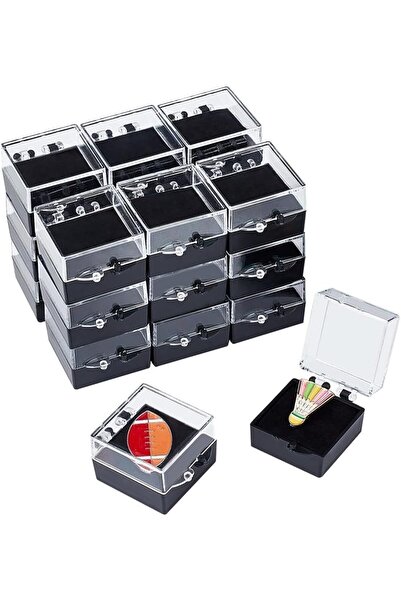 Arabest 20 Pcs Gift Box,Black Square Badge Gemstone Display Box with Tray,Min...