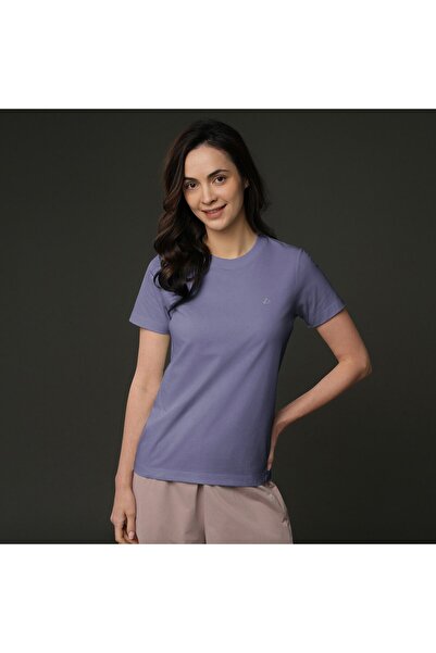 Giordano تي شيرت نسائي مريح بأكمام قصيرة وطباعة G-motion