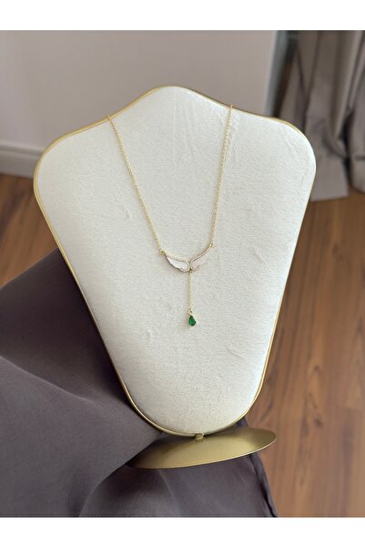 kems jewels Melek Kanadı Model Yeşil Taşlı Kolye