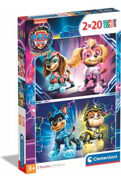 CLEMENTONI Set Puzzle, Clementoni, Paw Patrol Super Color, 2x20 piese, 27x18.5cm