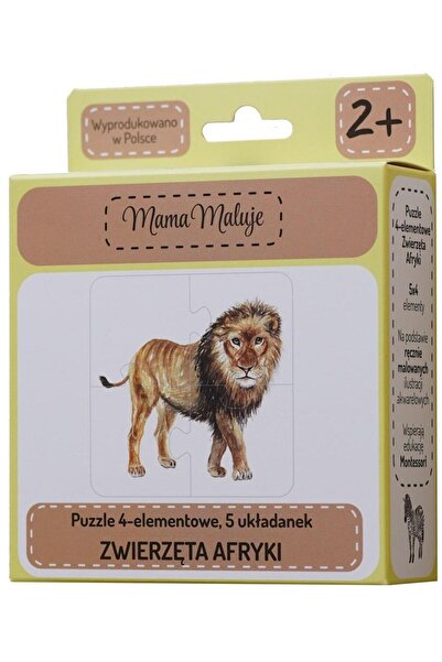 Mama Maluje Puzzle Animale din Africa, Mama Maluje, 12 x 12 cm, 4 piese