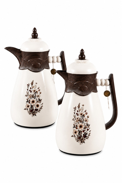 Urbanza Luxury 2 Piece Vacuum Insulated Coffee Pot Thermos Flask Set Floral A...