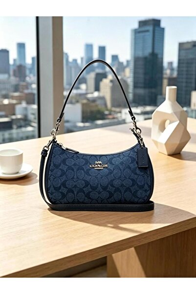 Coach New York Shoulder Bag for Women Denim Blue Crossbody bag Handbag Messag...