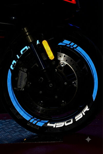 Banxtre CFMOTO 450SR için Kalın Kesikli+Yazılı Jant Şeridi Sticker Seti (4 Ja...