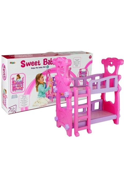 OEM Patut supraetajat roz pentru păpuși Leantoys - jucărie pentru fete 3+