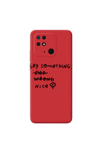 Other Xiaomi Redmi 10C Say Something Red Colored Silicone TPU Θήκη