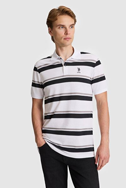 U.S. Polo Assn. تي شيرت رجالي أسود بقصة عادية وياقة بولو 50326934-VR046