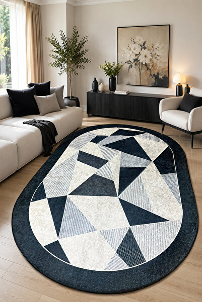 Chilai Home LOTTO Oval Makinede Yıkanabilir Kaymaz Taban Leke Tutmaz Dijital ...