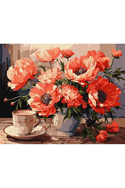 ideyka Set pictura pe numere Ideyka, Buchet cu maci, panza 40x50 cm, Multicolor