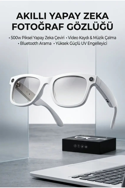 shopwave White Aı Smart Glasses No 14 with Camera Bluetooth White Color Smart...