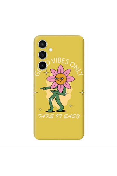 Other Samsung S24 Plus Good Vibes Only Yellow Colored Silicone TPU Θήκη