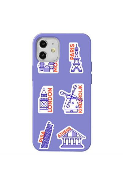 Other Apple iPhone 12 Pisa Athens Purple Colored Silicone TPU Θήκη