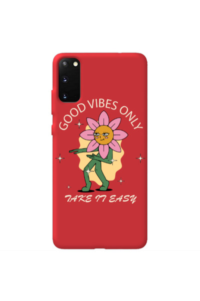 Other Samsung S20 Good Vibes Only Red Colored Silicone TPU Θήκη