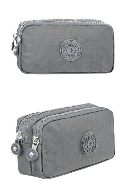 GALB LEATHER Gray Tr1 Crinkle Fabric Double Compartment Pencil Holder Pencil ...
