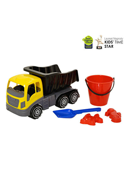 Plasto Camion de jucarie 40cm, set cu 5 accesorii, galben-negru