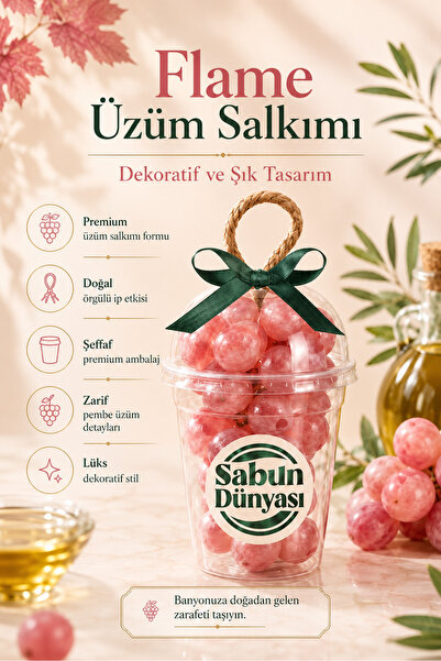 sabundünyası Flame Grape Bunch Soap 250 Gr, Stringed Herbal Olive Oil Soap, D...