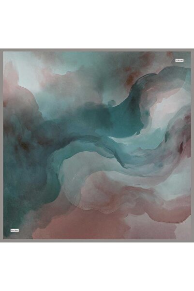 Levidor Petrol Blue Watercolor Patterned Twill Silk Scarf