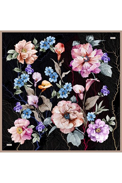 Levidor Black Hyacinth Flower Patterned Sura Scarf
