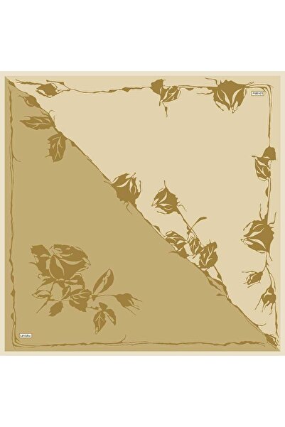 Levidor Gold Edges Floral Pattern Twill Silk Scarf