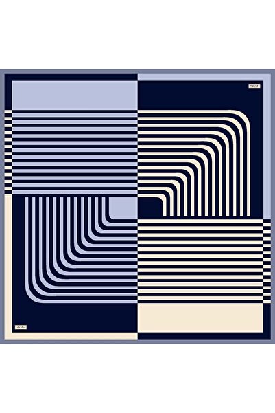 Levidor Navy Blue Striped Twill Silk Scarf
