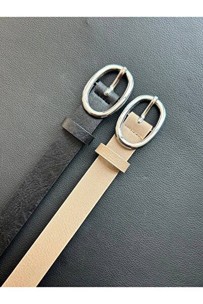 LİA KEMER 2-pack Matrix Oval Silver Buckle Belt Ζώνη μέσης Ζώνη για μπουφάν Ζ...