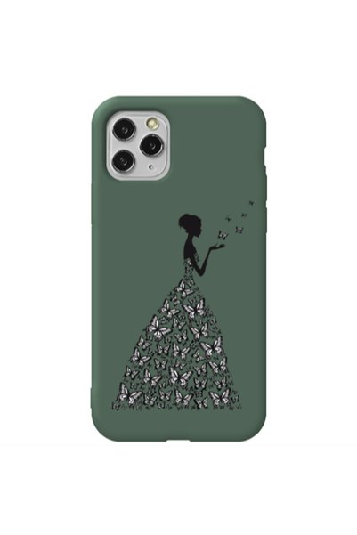 Other Apple iPhone 11 Pro Butterfly Girl Dark Green Colored Silicone TPU Θήκη