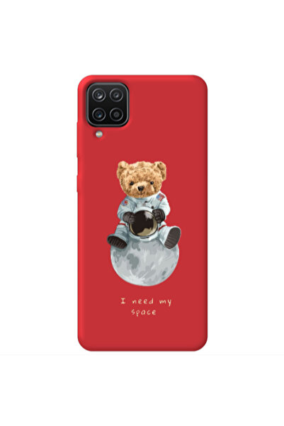 Other Samsung A12 Bear in space Red Colored Silicone TPU Θήκη
