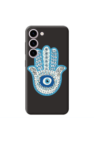 Other Samsung S23 Plus Evil eye bead in hand Black Colored Silicone TPU Θήκη