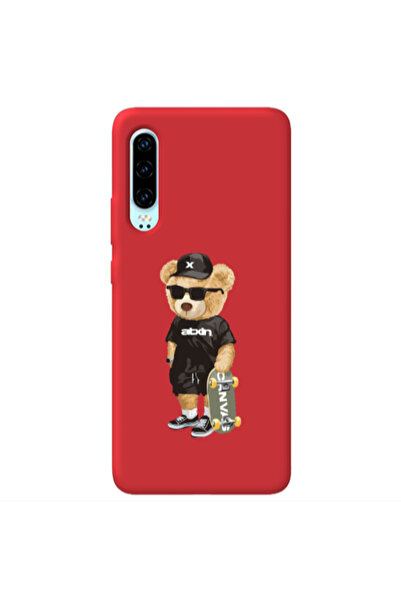 Other Huawei P30 Bear with glasses Red Colored Silicone TPU Θήκη