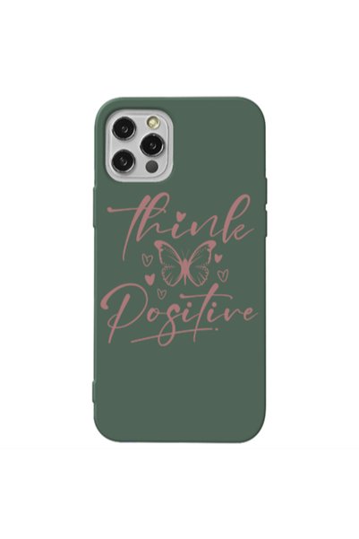 Other Apple iPhone 13 Pro Think Positive Dark Green Colored Silicone TPU Θήκη