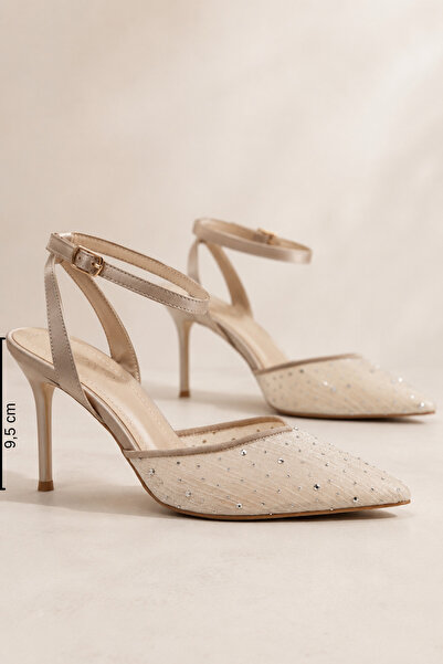 Women Lay-z Women's Beige Stone Evening Dress Shoes Stiletto 9.5 cm Heel Comf...