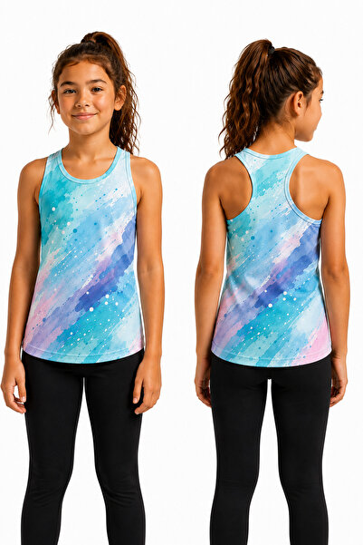 BEYDEX Crew Neck Patterned Zero Sleeve Standard Fit Girls' Sports Tank Top