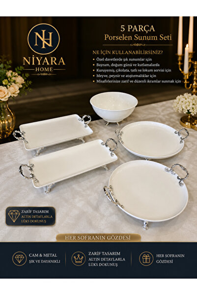 Niyara home Porcelain 5 Piece Porcelain Presentation Set