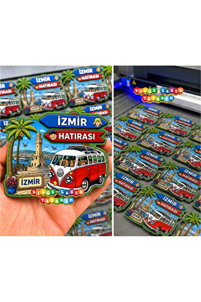 Bilge Lazer İZMİR hatırası temalı yöresel Ahşap Magnet