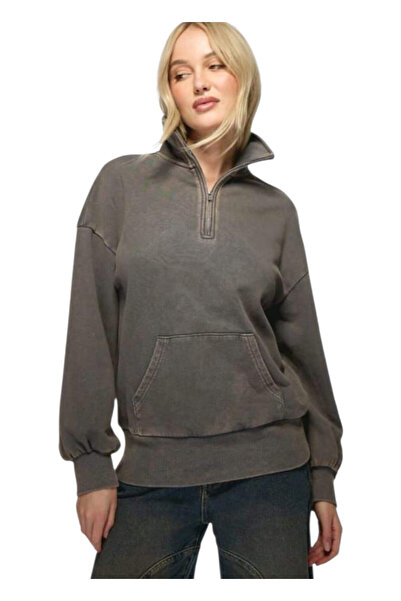OEM Hanorac dama, modern, gri murdar, din tricot elastic, marime M