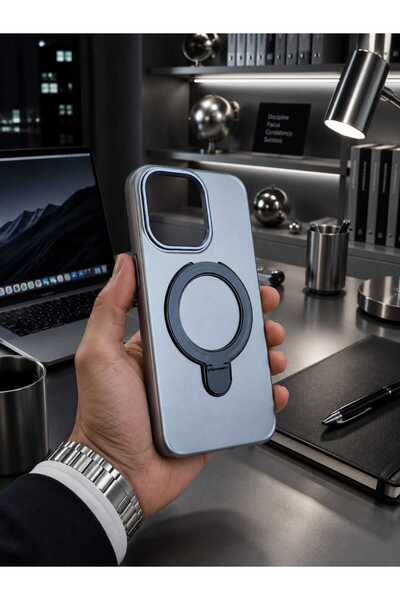 Case I PHONE 15 PRO MAX Gri MagSafe Uyumlu Metalik Telefon Kılıfı | Kamera Ko...