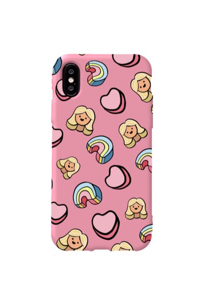 Other Apple iPhone Xs Max Girl rainbow and hearts Pink Colored Silicone TPU Θήκη